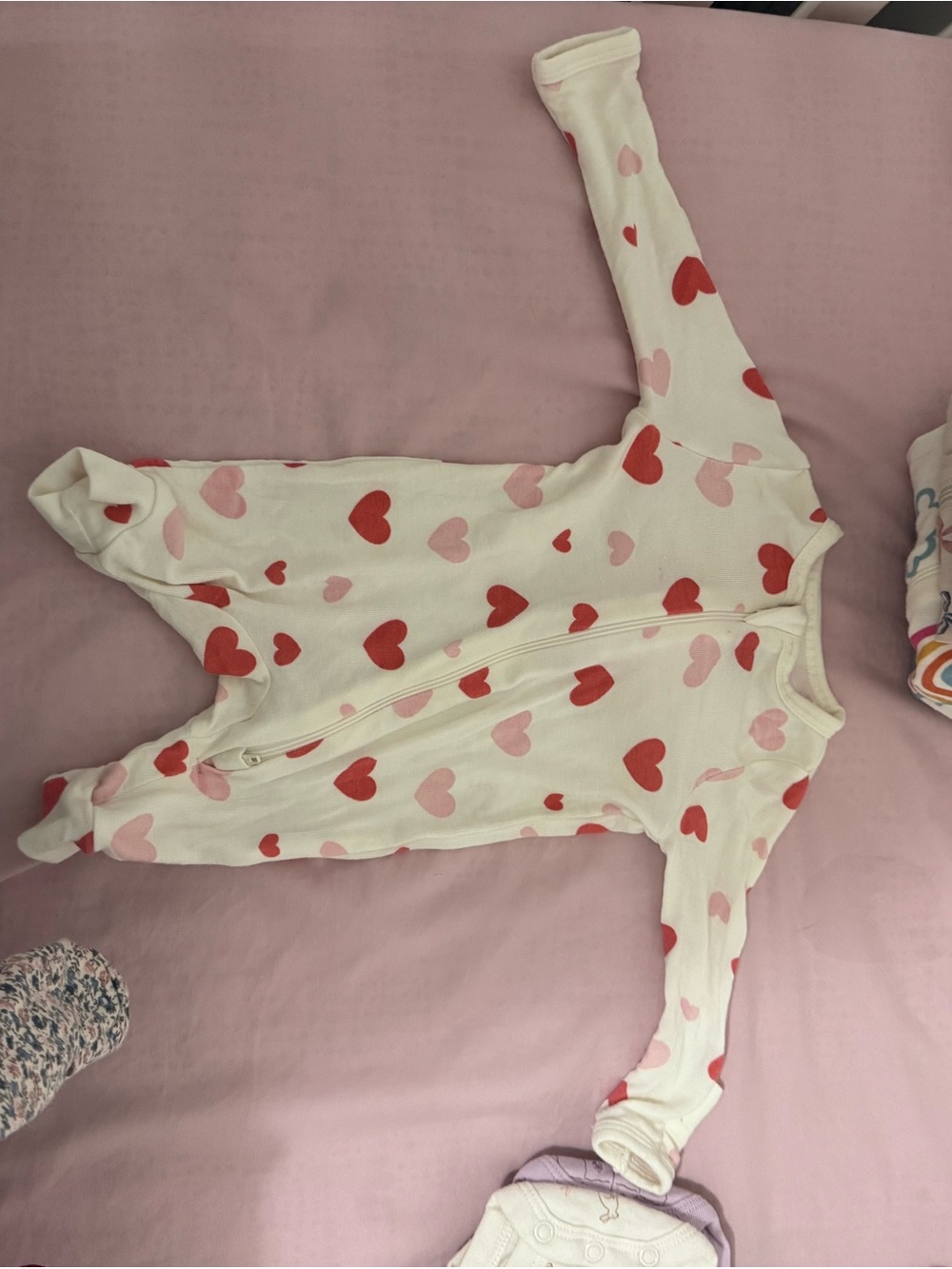 wonder nation Heart-Print Footed Pajamas - White with Red & Pink Hearts